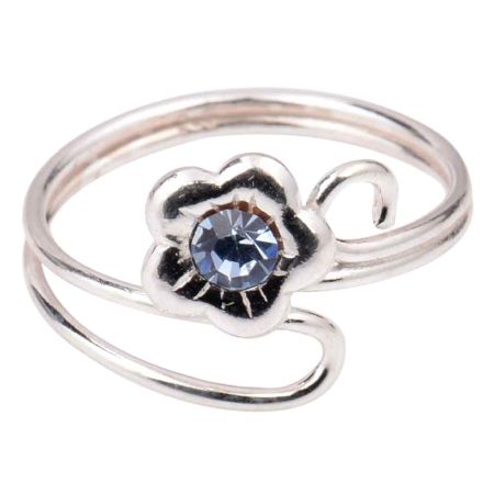 92.5 Sterling Silver Toe Ring With Flower Design For Women And Girls (Pair)