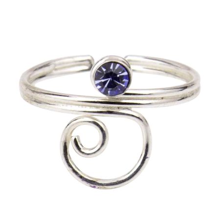 Wired 92.5 Sterling Silver Toe Ring  With Blue American Diamond (Pair)
