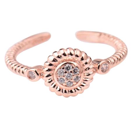 Floral 92.5 Sterling Toe Ring  American Diamond Rope Design Adjustable Jewelry (Pair)