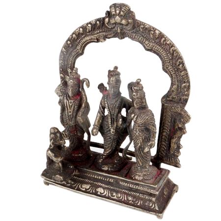 Brass Ram Darbar Statue With  Hanumanji And Prabhavali