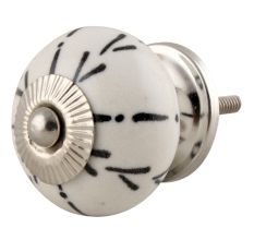 White Ceramic Designer Floral Knob