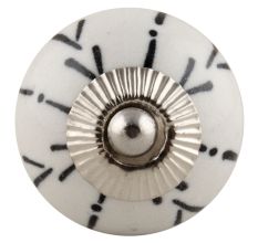 White Ceramic Designer Floral Knob