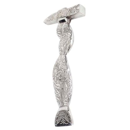 Brass Paperweight with Carved Rope design in Nickel Finish