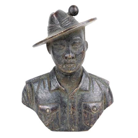 Brass Solider Bust With Uniform and Hat
