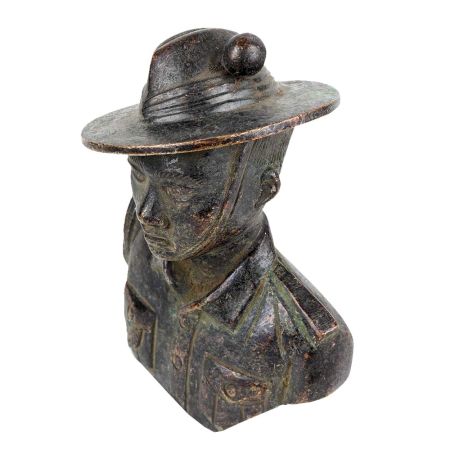 Brass Solider Bust With Uniform and Hat