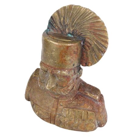Brass Indian Solider Bust With Turban And Uniform