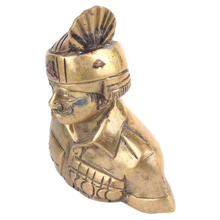 Brass Indian Military Officer Bust Statue