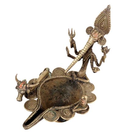 Dhokra Style Ganesha Nandi Brass Oil Lamp