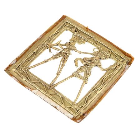Brass Dhokra wall Art Hanging of Tribal Farmer Couple