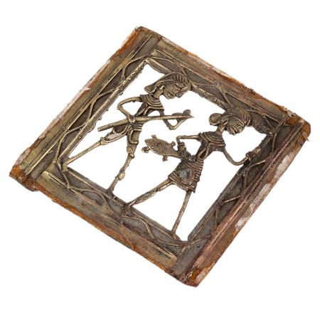 Brass Dhokra Wall Art Tribal Fisherman With Wife