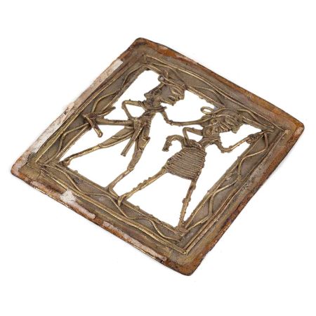 Brass Dhokra Art Hanging Farmer Tribal Couple