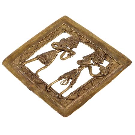 Brass Dhokra Wall Art Hanging Musician Couple Showpiece