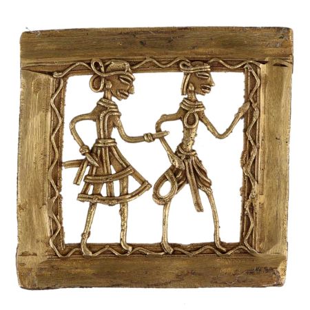 Brass Wall Art Hanging Tribal Couple Daily Routine Dhokra Style