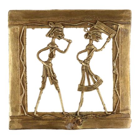 Brass Wall Art Hanging Tribal Partners Daily Routine Dhokra Style