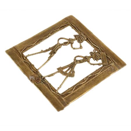 Brass Wall Art Hanging Tribal Partners Daily Routine Dhokra Style
