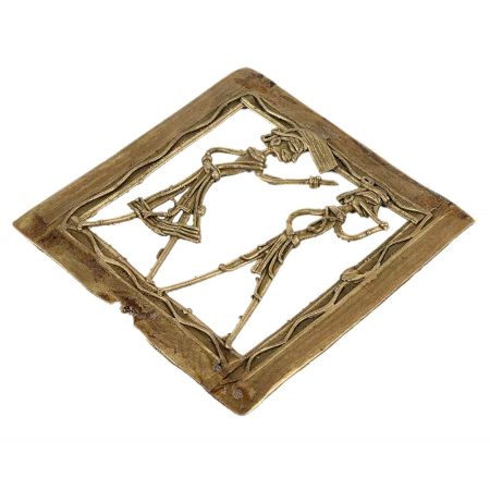 Brass Wall Art Hanging Tribal Couple Arguing Daily Activity