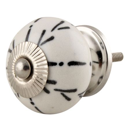 White Ceramic Designer Floral Knob