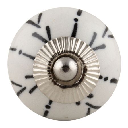 White Ceramic Designer Floral Knob