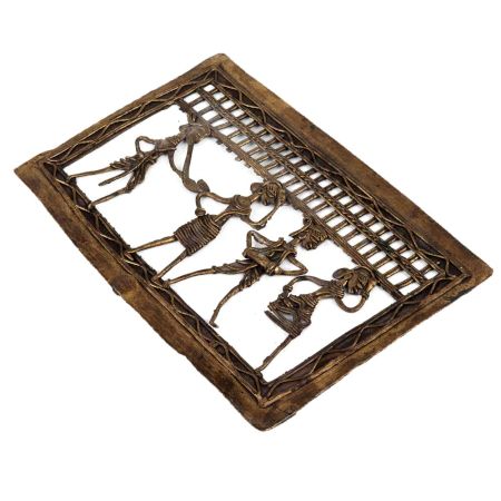 Brass Dhokra Art Hanging Rectangular Border Tribal Dancing Troupe