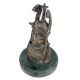 Brass Tribal Face Statue With Tribal Crown Bust On Green Round Base