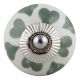 Green & White Ceramic Floral Knob
