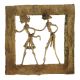 Brass Wall Art Tribal Couple Daily Chores Activity In Square Border
