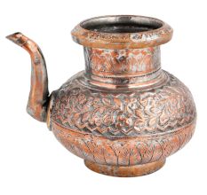 Copper Handmade Tea Pot Carved Design And Spout Kettle