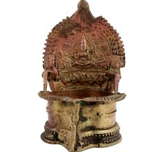 Hand crafted Brass Gajllaxmi Lamp With Beautiful Engravings