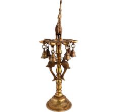Oil Lamp Stand With Peacock and Hanging Bells