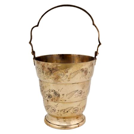 Brass Carved Bucket Engraved Leaves And Flowers