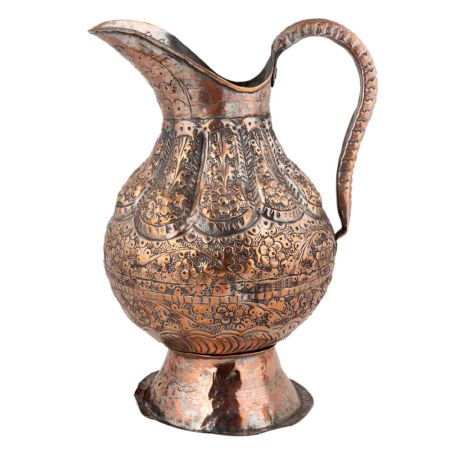 Hand Crafted Copper Jug Engraved Floral Design