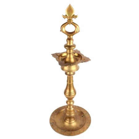Brass Oil Lamp Four Faceted South Indian Lamp