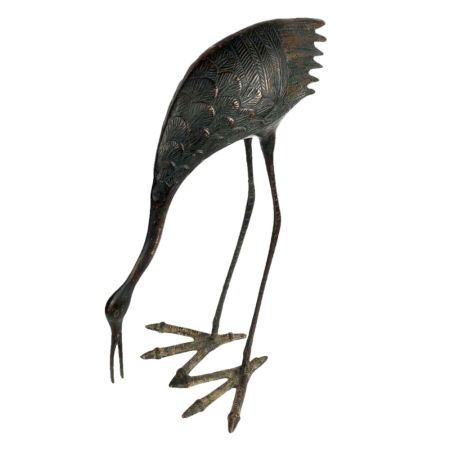 Handcrafted Crane Brass Bird Statue Home Decoration