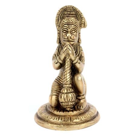 Brass Sitting Hanuman Worship Statue