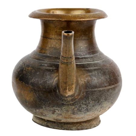 Handmade Brass Holy Water Pot With Stout For Worship