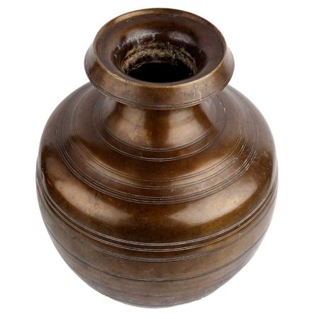 Handmade Brass Water Pot Engraved Circular Rings Design