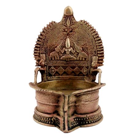 Brass Puja Gajllaxmi Vilakku Oil Lamp For Home Decoration