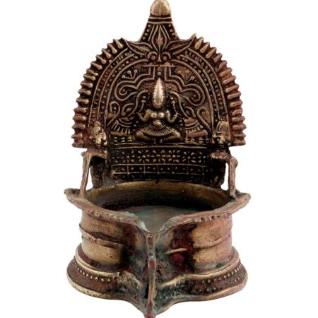 Golden Brass Gaja Laxmi Lakshmi Lamp