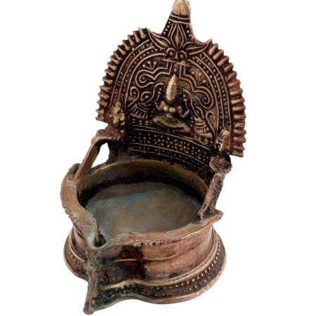 Golden Brass Gaja Laxmi Lakshmi Lamp