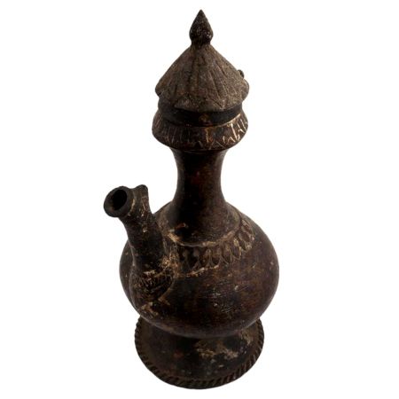 Old Engraved Brass Munhall  Water Pot With Lid  And Spout