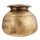 Brass Pot Round Carved Floral Deign Traditional Planter Pot