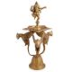 Brass Diya Dancing Ganesha On Three Peacock Stand
