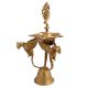 Brass Diya Dancing Ganesha On Three Peacock Stand