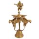 Brass Diya Dancing Ganesha On Three Peacock Stand