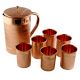 Copper Jug Pitcher With 6 Copper Glasses Set