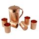 Copper Jug Pitcher With 6 Copper Glasses Set
