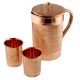 Large Copper Jug Pitcher With 2 Copper Glasses Drink ware Set
