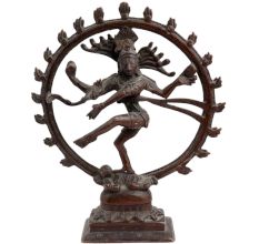 Brass Dancing Shiva Statue With Rings Of Flame