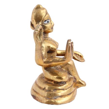 Brass Hindu Deity Statue Sitting On Platform In Blessing Pose