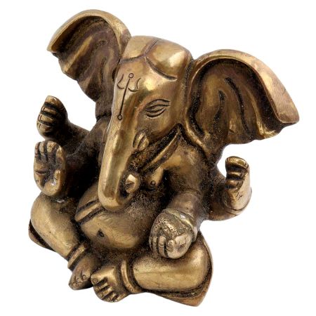 Brass Ganesha Statue Blessing Pose And Large Ears